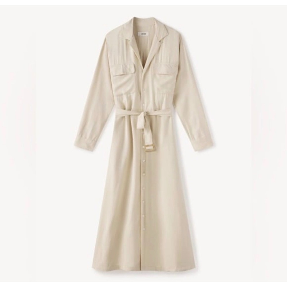 NWT $248 Buck Mason Womens Tusk Silken Twill Studio Shirt Dress S Belted
